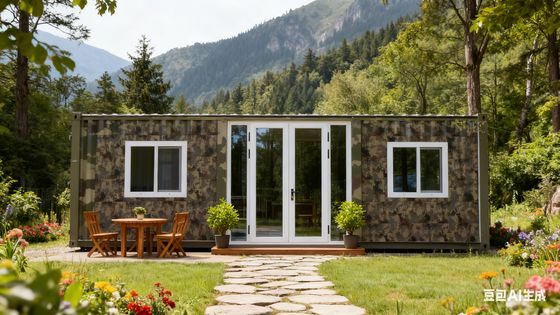 Εμβαδόν 37 τετραγωνικών μέτρων και σε επεκτάσιμο διπλό οικίσκο κοντέινερ με μπάνιο με διαχωρισμό υγρών-στερεών