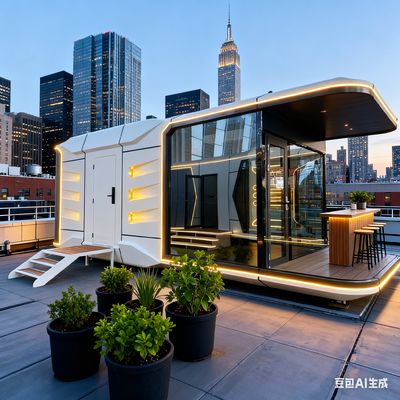 Διαστημική Κάψουλα Σπίτι Space-29 μοντέλο με L8560 * W3460 * H3400 Διαστάσεις και ένα υπνοδωμάτιο ένα μπάνιο ένα μπαλκόνι