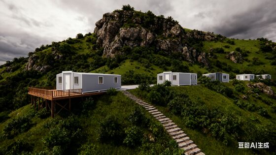 40ft επεκτάσιμα κοντέινερ Σπίτι με 72 τετραγωνικά μέτρα επιφάνεια δαπέδου PVC ξύλινο πάνελ εσωτερικό φινίρισμα και στεγνό υγρό διαχωριστικό μπάνιο