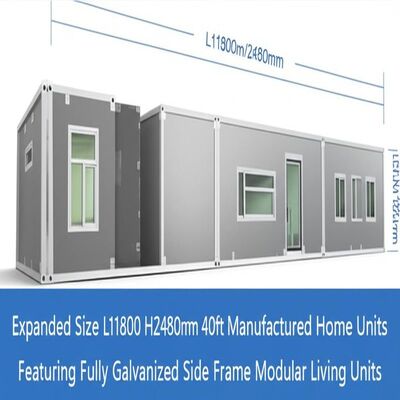 Expanded Size L11800 W6220 H2480mm 40ft Manufactured Home Units Featuring Fully Galvanized Side Frame Modular Living Units