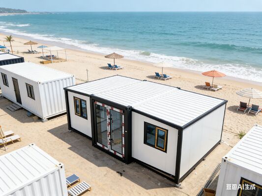 Αναδιπλούμενο κοντέινερ 20ft με πάνελ σάντουιτς EPS 75mm και επεκτάσιμο μέγεθος Μ5900 Π6300 Υ2480 για προκατασκευασμένα μικροσκοπικά σπίτια που προσαρμόζονται